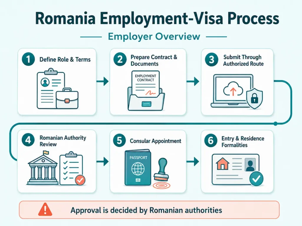 Romania employment visa process for Egyptian workers