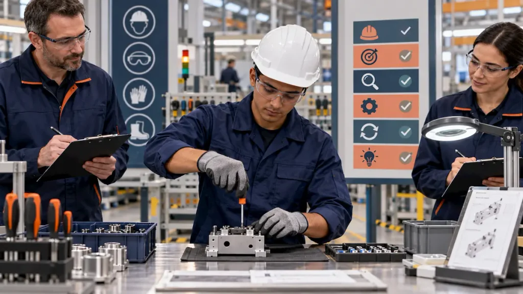 Supervised practical skills assessment for an Egyptian factory worker