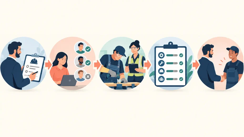 Trade-testing process from employer job requirements to final candidate selection